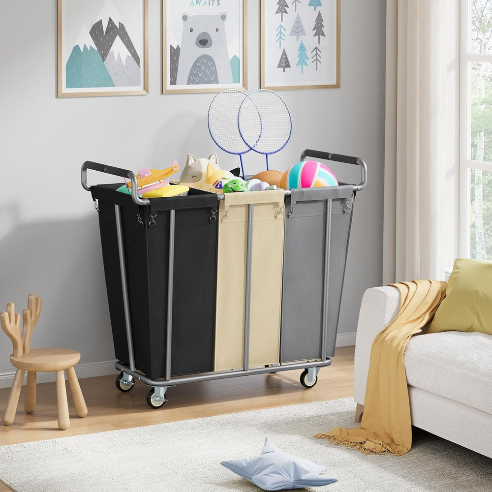 Gewudraw 3 Section Rolling Laundry Sorter Cart with Wheels, 360L