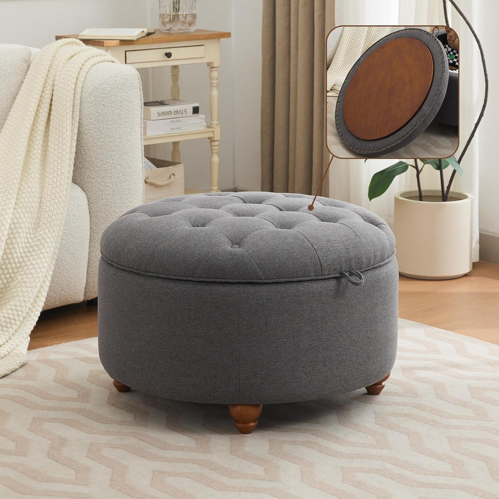 30Inch Round Storage Ottoman