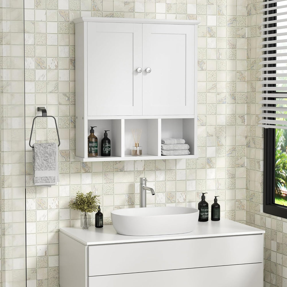Shintenchi Bathroom Medicine Cabinet, Wall Mounted, Adjustable Shelf, White