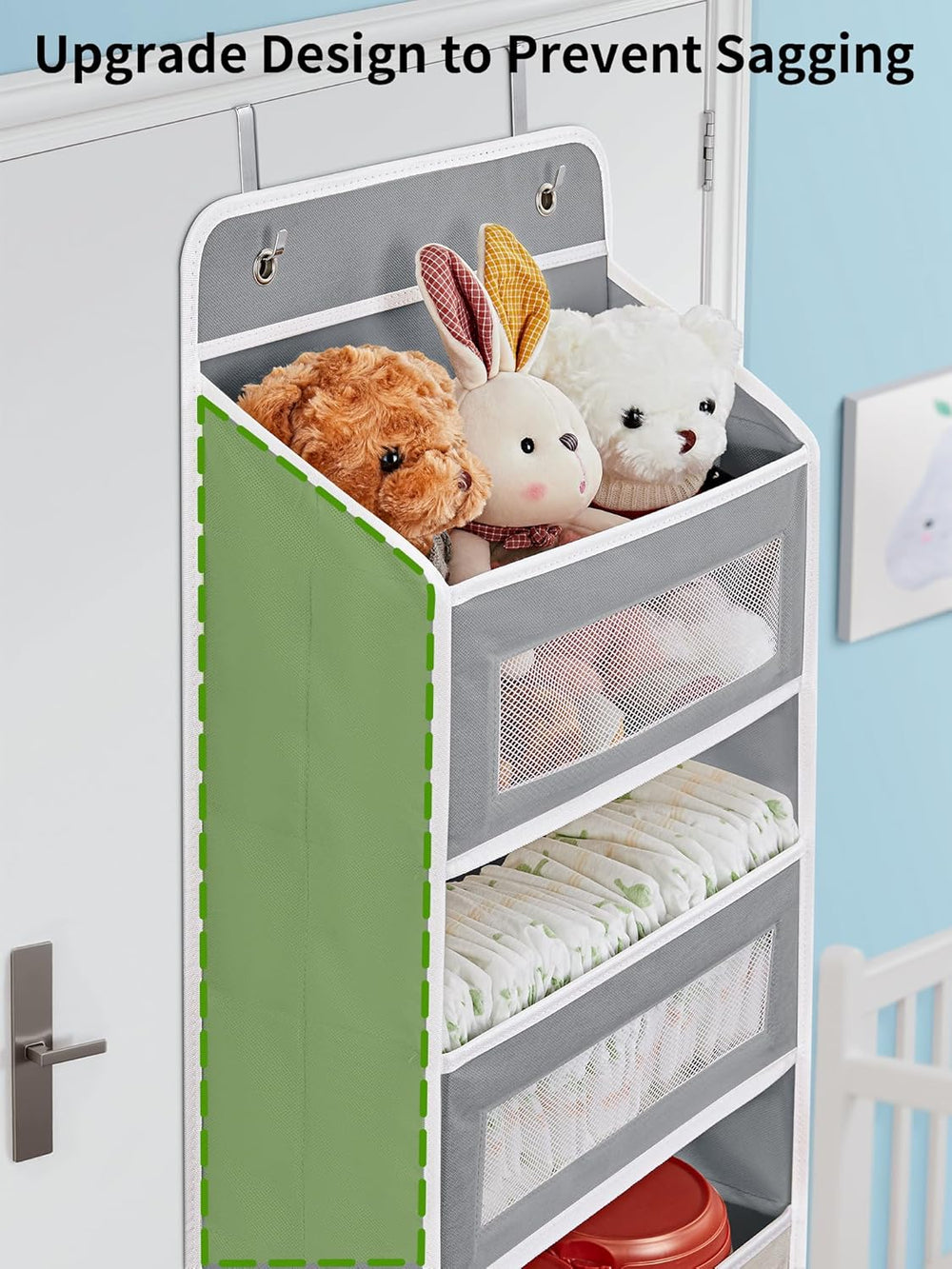 JARLINK Over the Door Organizer for Pantry, Bathroom, 5 Shelf Grey, 2 Pack