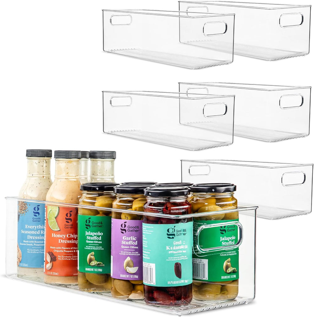 Plastic Food Storage 6 Pack Clear Container Bin