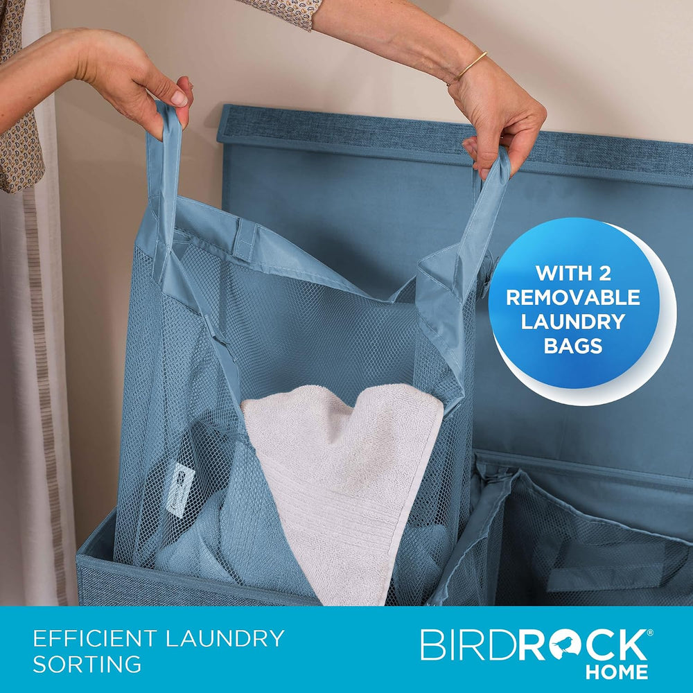 BIRDROCK HOME Laundry Hamper with Lid | Removable Bags for Sorting Clothes | ...
