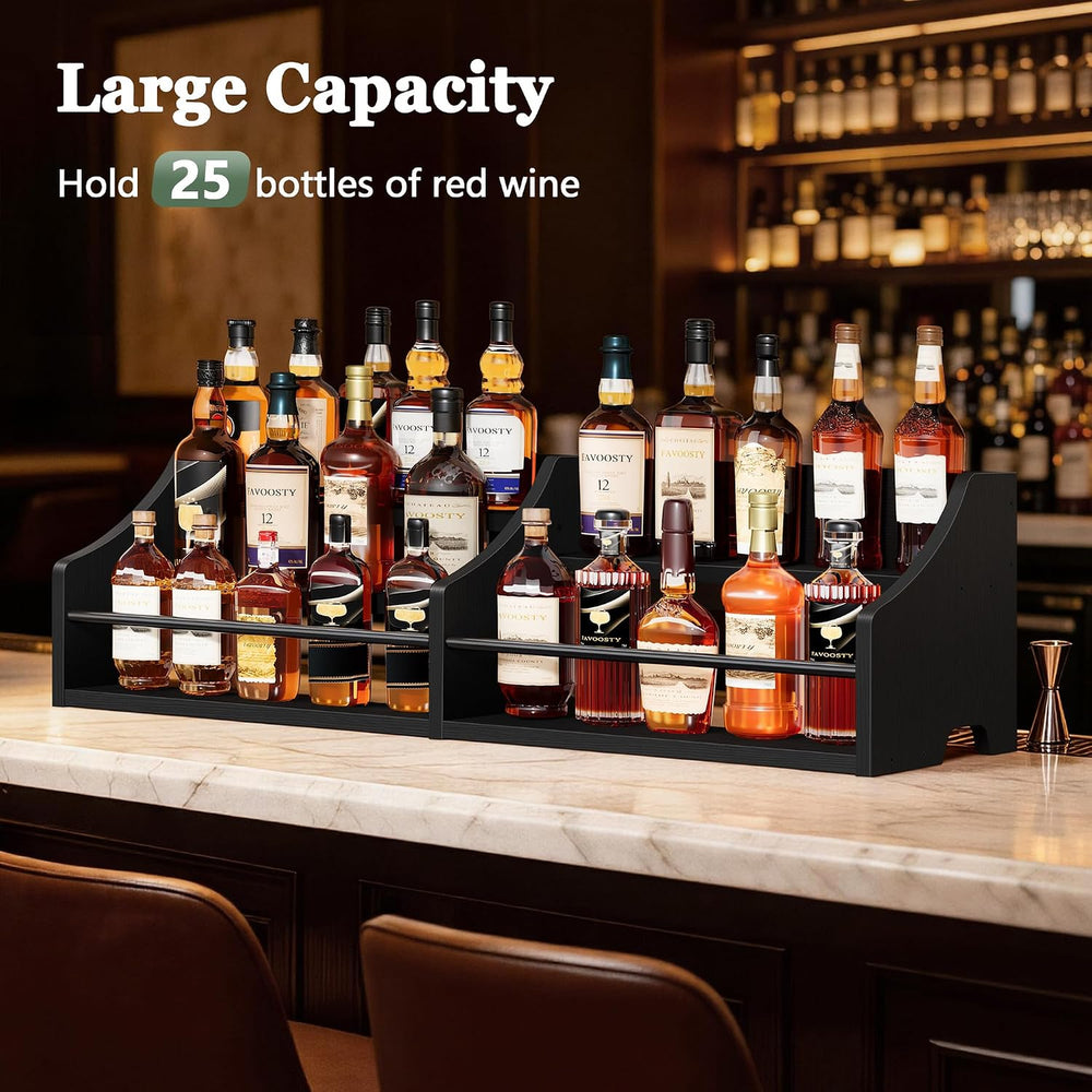 FAVOOSTY 5 Tier Countertop Liquor Bottle Display Shelf Organizer, Black