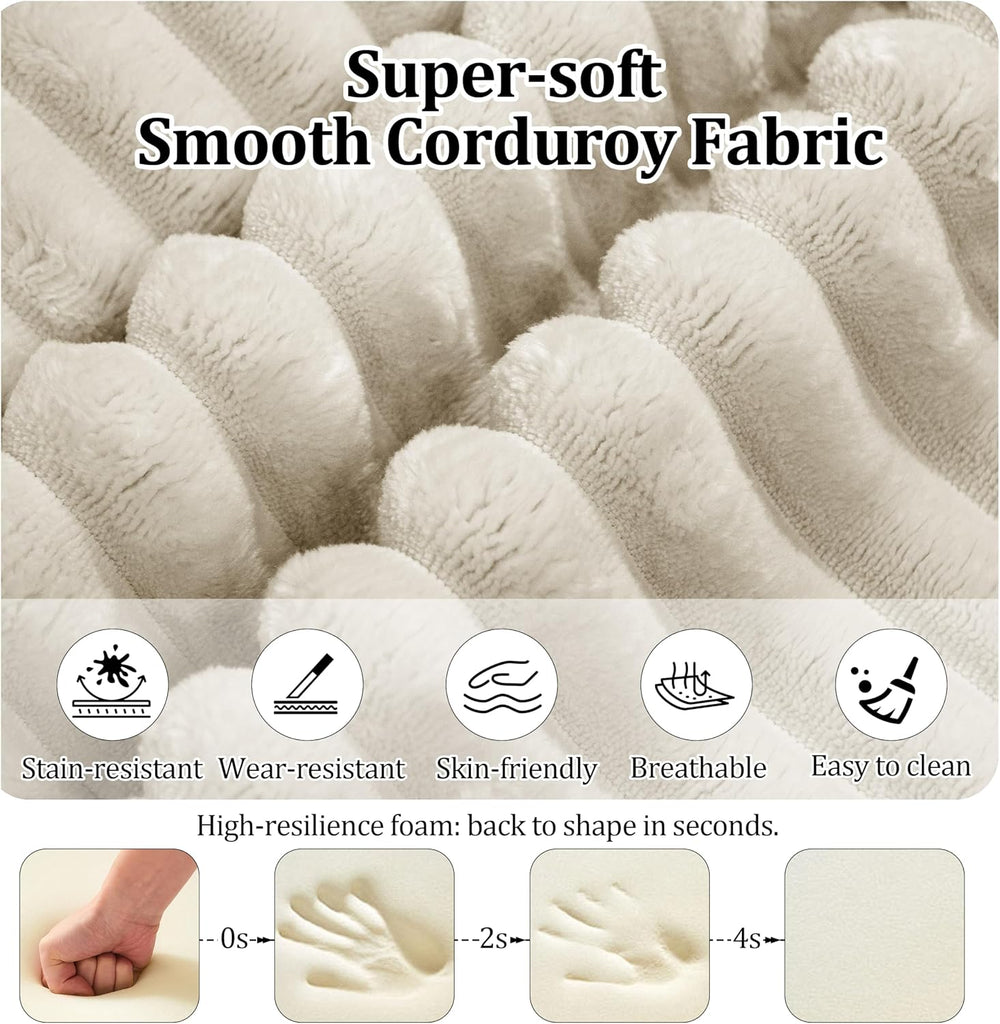 27.56'' Plush Fluffy Corduroy Poofy Ottoman in a Box for Boneless Sof...