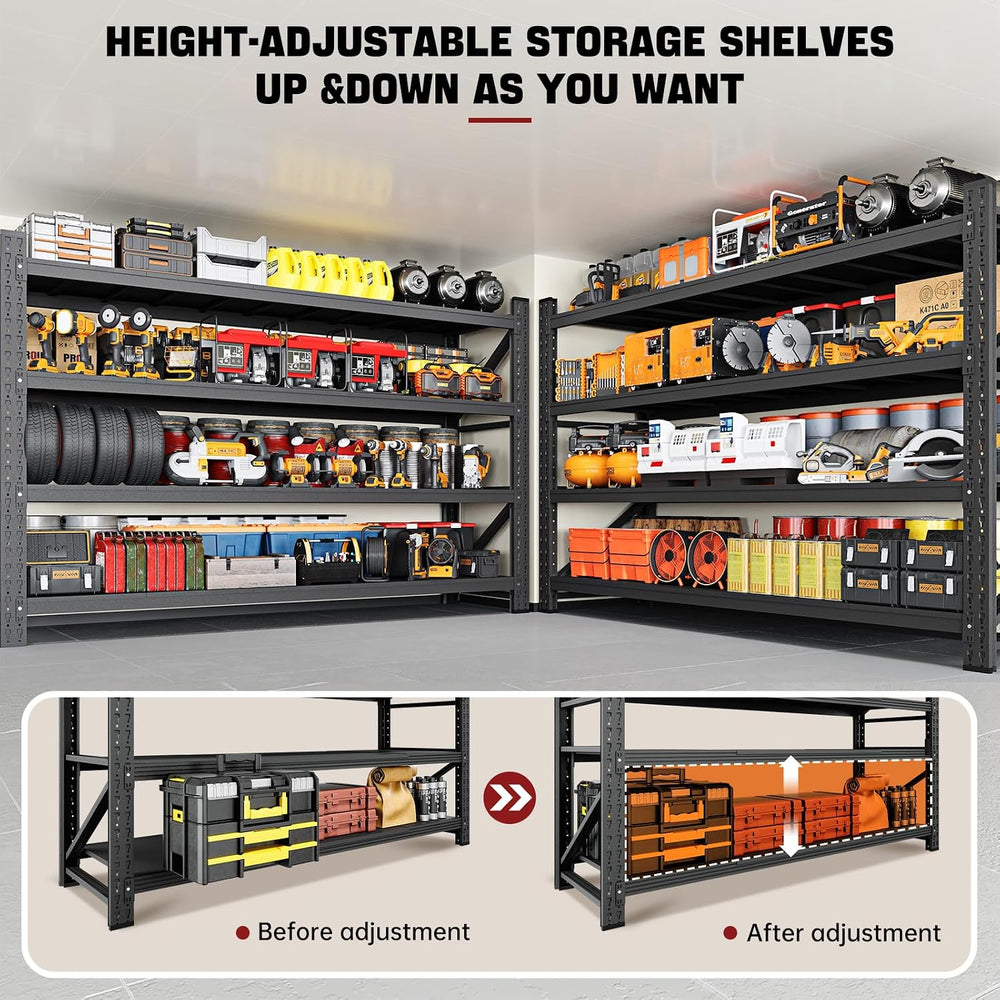 RAVIGIN 9000LBS Storage Shelves, 75" W Garage Shelving Heavy Duty Metal ...