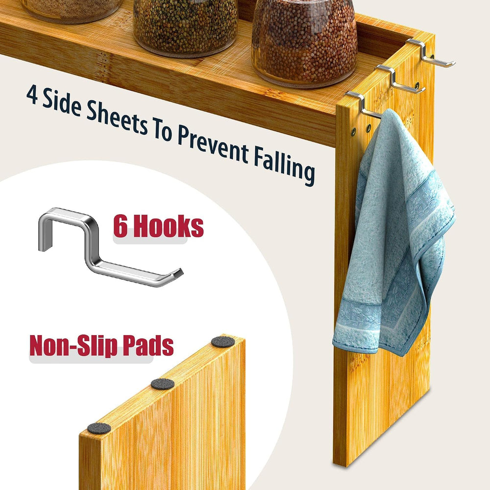 IIIOIIIA Bamboo Over the Stove Spice Shelf for Kitchen, 31.5" Spice Rack...