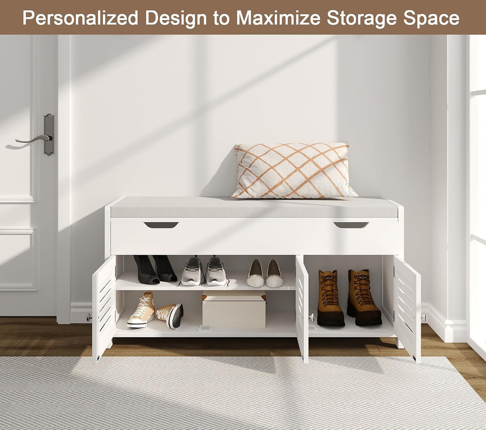 ChooChoo Shoe Storage Bench with Lift Top Storage & Cushioned Seats