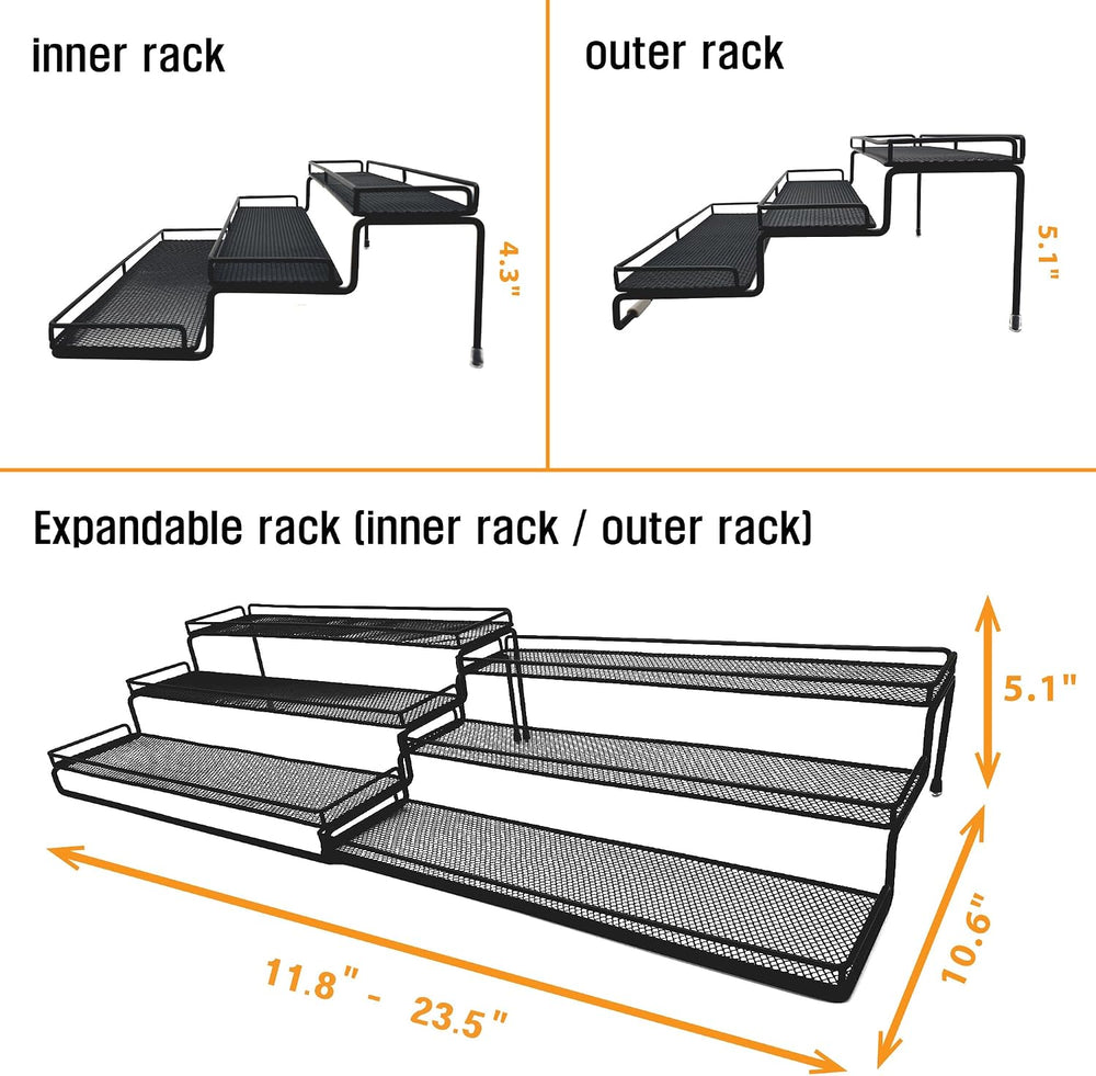 3 Tier Wide Expandable Cabinet Spice Rack Organizer (14.5" to 29.1"...