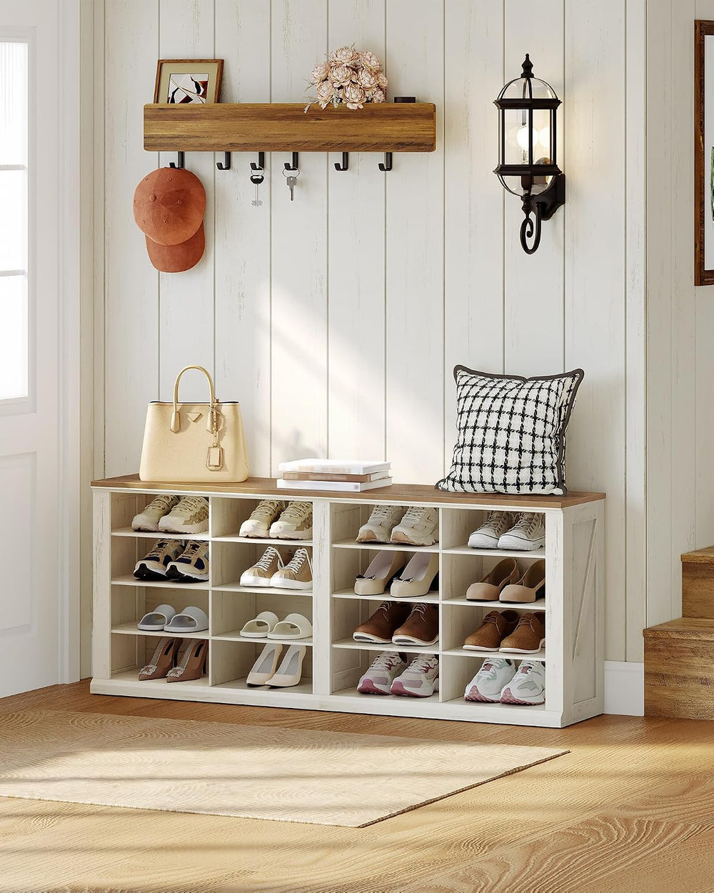 Hzuaneri Shoe Storage Bench, Wooden Entryway Shoe Benches with Cubby