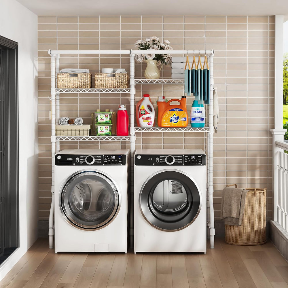 ULIFHOME U14 Medium Over the Washer and Dryer Shelves, 4 Tiers Laundry Room S...