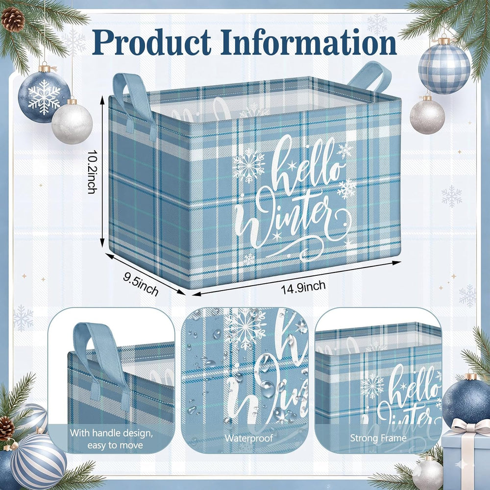 Bucherry 6 Pack Winter Storage Baskets, Snowflake Collapsible Canvas Bins