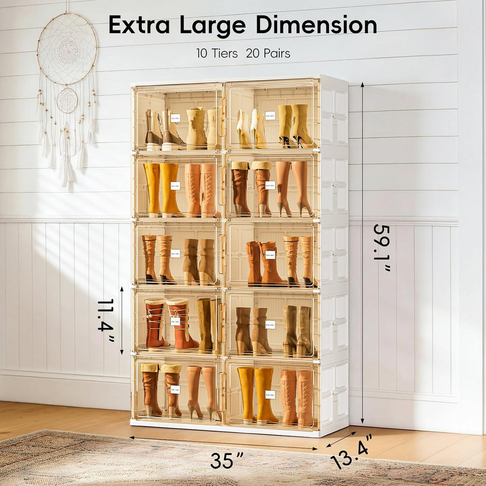 JEKO&JEKO Foldable Boot Storage Cabinet with Magnetic Doors,5-Tier Double...