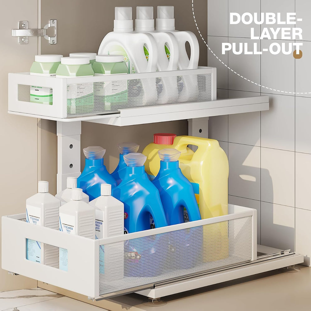 2 Pack Under Sink Organizer With Next-Gen Ball-Bearing Slides,2-Tier Pull Out...