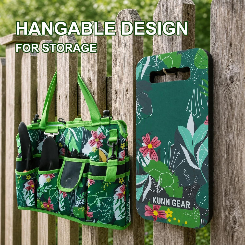KUNN 5 Gallon Garden Bucket Tool Organizer & Kneeling Pad Set, Green
