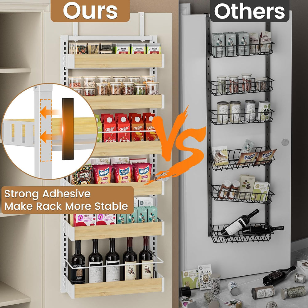 POKIPO 6 Tier Over The Door Pantry Organizer, 2-in-1 Door Hanging or Wall Mou...