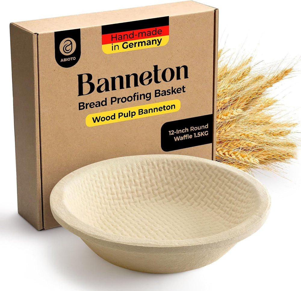 Wood Pulp Banneton Bread Proofing Basket – 12" Round 3.3LB Brotform with...