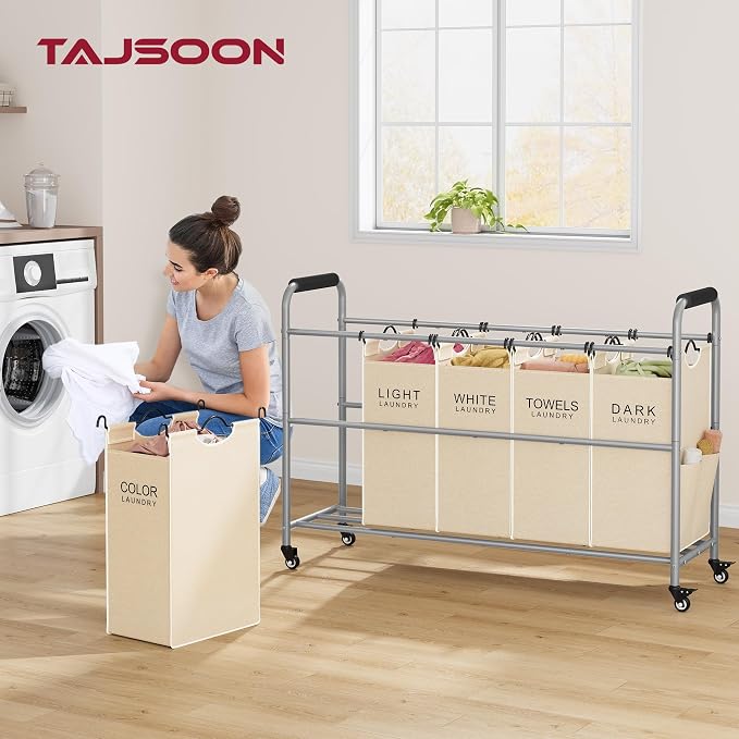 Tajsoon Laundry Sorter 5 Sections, Laundry Hamper