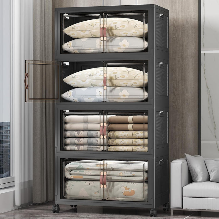 UAMFURI Stackable Storage Bins, 700QT Collapsible Drawers with 1 Lid