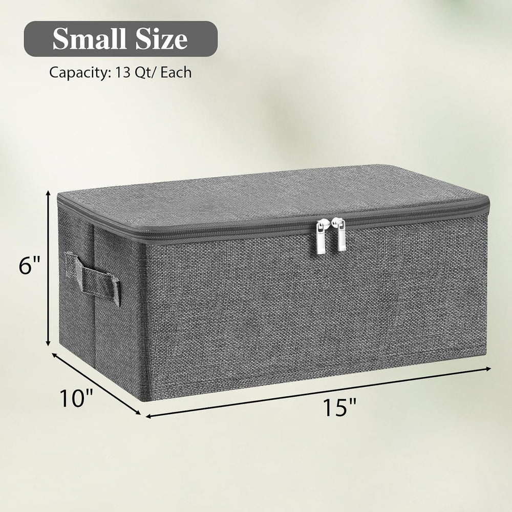 ANMINY Fabric Storage Bins with Zipper Lids, 15"x10"x6", Gray,...