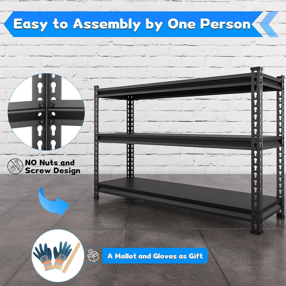 48" W Garage Shelving Heavy Duty, 1500LBS Loads Adjustable Garage Storag...