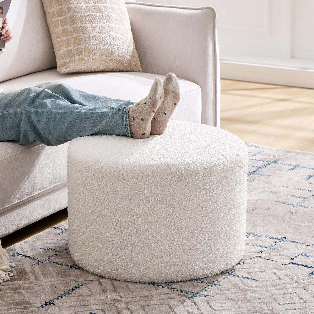 Flouki Pouf Ottoman Footrest, Foot Stools, Modern Round Upholstered Ottomans,...