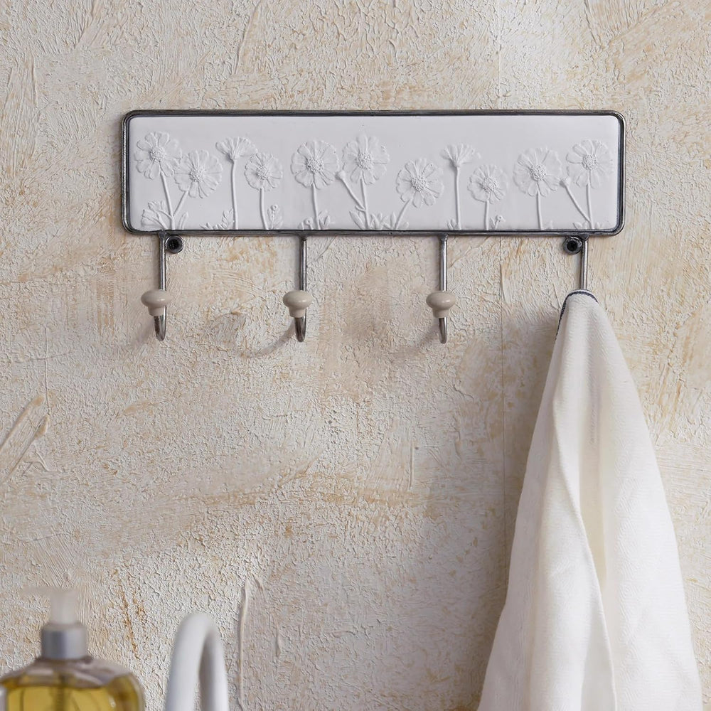NIKKY HOME Rustic Boho Coat Rack Decorative Floral Wall Mount Large Coat Hook...