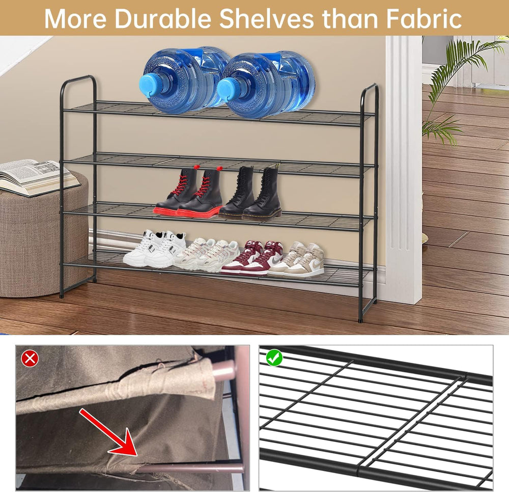 KEETDY 4-Tier Long Shoe Rack for Closet Metal Shoe Organizer for Entryway, Wi...