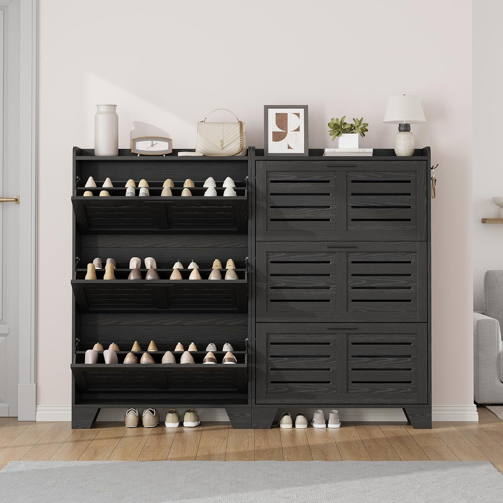 Garvee Shoe Storage Cabinet with 3 Flip Drawers, Freestanding Shoe Organizer ...