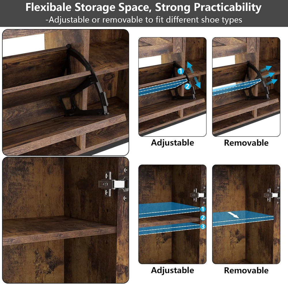 Loomie Farmhouse Flip Drawer Shoe Cabinet, Shoe Organizer with Side Cabinet