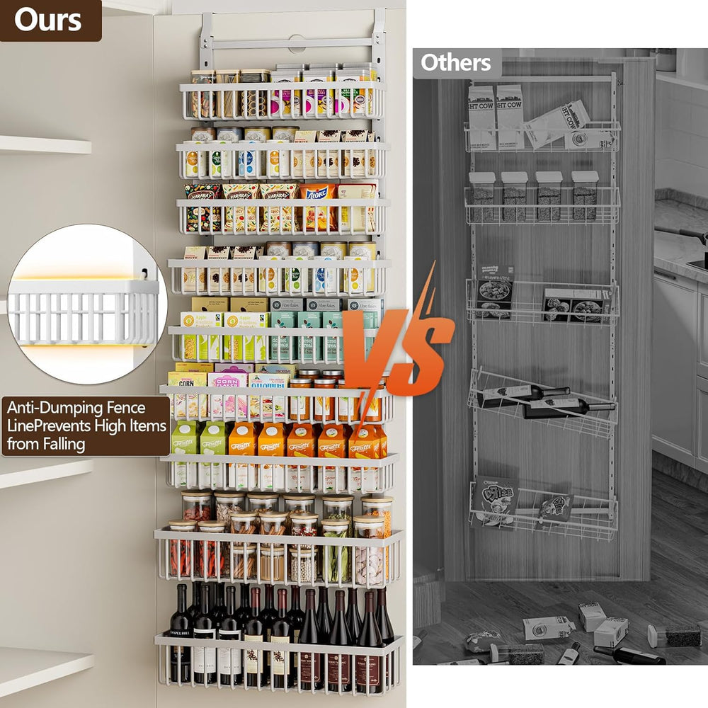 POKIPO 9 Tier Over The Door Pantry Organizer, 2 in 1 Wall Mount or Hanging Sp...