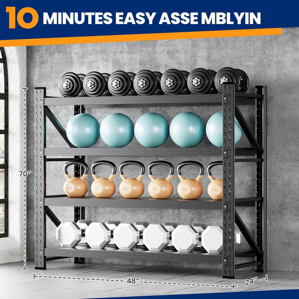 MIIIKO 48" W Storage Shelves,3000LBS Metal Garage Storage Shelving,Heavy...