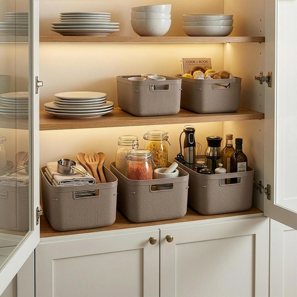 BINO | Plastic Storage Bins, 13 Liter - 3 Pack, Taupe | THE TWILL COLLECTION ...