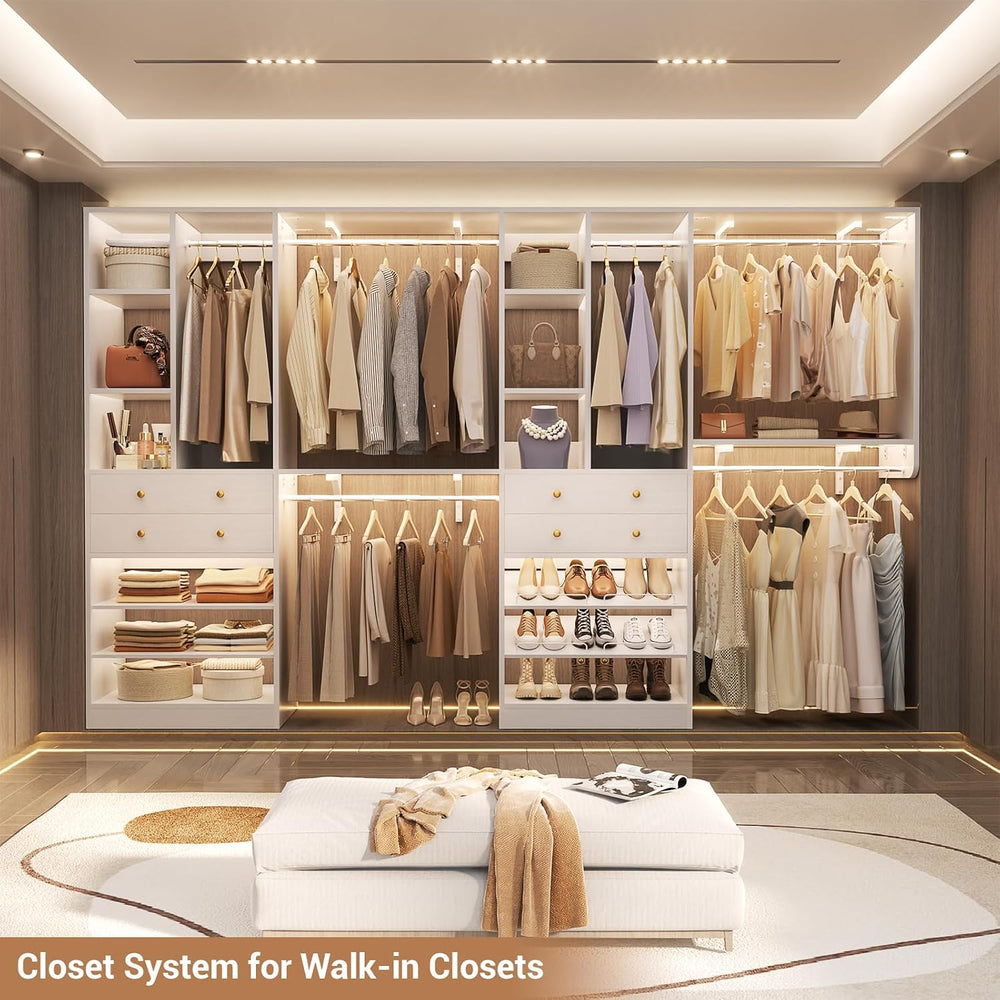Besiost Closet System - 60"/92" Closet System with Drawers, 5FT/7.6...