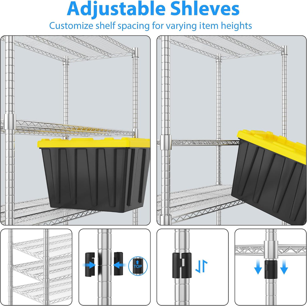 Homdox Heavy Duty Metal Shelves for Storage, 4 Tier Storage Racks and Shelvin...