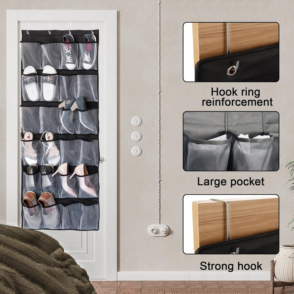 ASelected Hanging Door Organizer 2Pcs 48 Large Mesh Pockets 8 Hooks Hanging S...