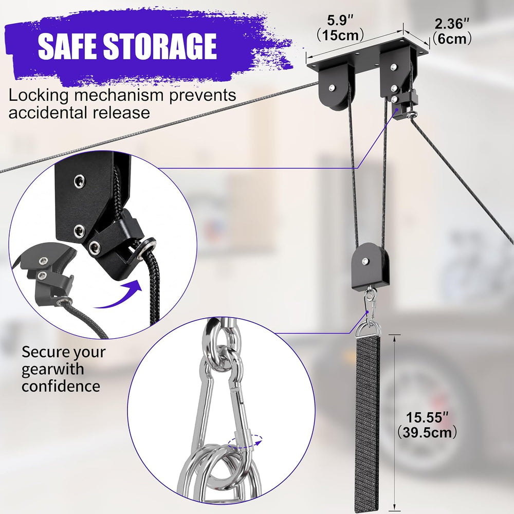 TRUSOON Bike Hoist, Heavy Duty Ebike Pulley System for Garage Ceiling, 85lb
