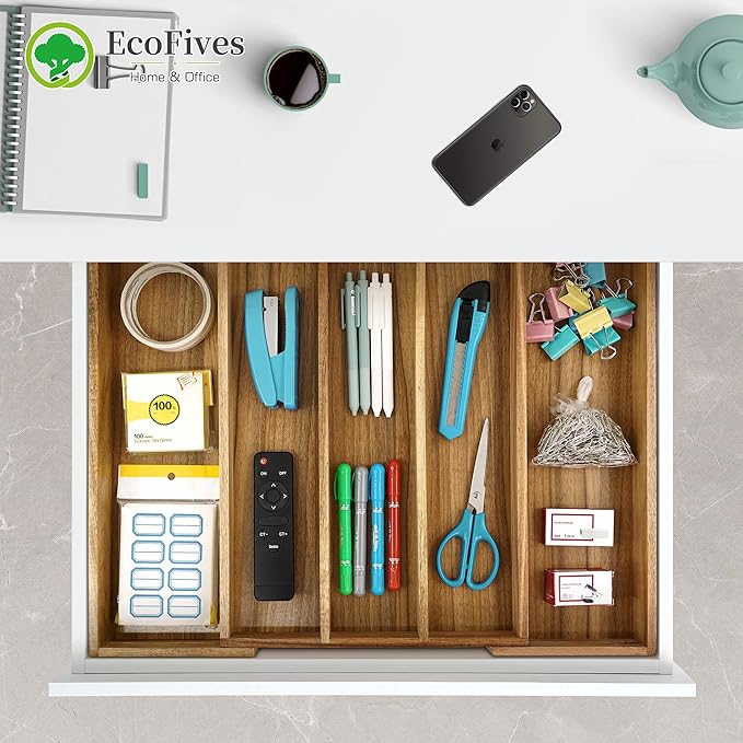 Luxury Acacia Silverware Organizer -Kitchen Drawer Organizer