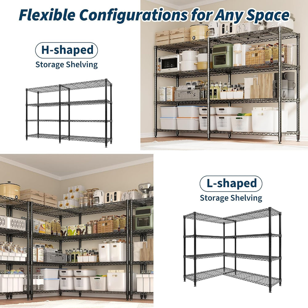 4-Tier Metal Storage Shelves,70.8" W x 15.8" D x 59.5" H, 265 ...