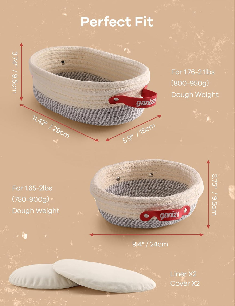 Ganiza 22-Piece Sourdough Proofing Basket Gift Set, Natural Cotton Rope