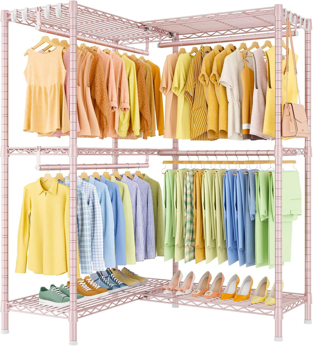 ULIFHOME E15 Garment Rack L Shaped Clothes Rack for Corner,Freestanding Cloth...