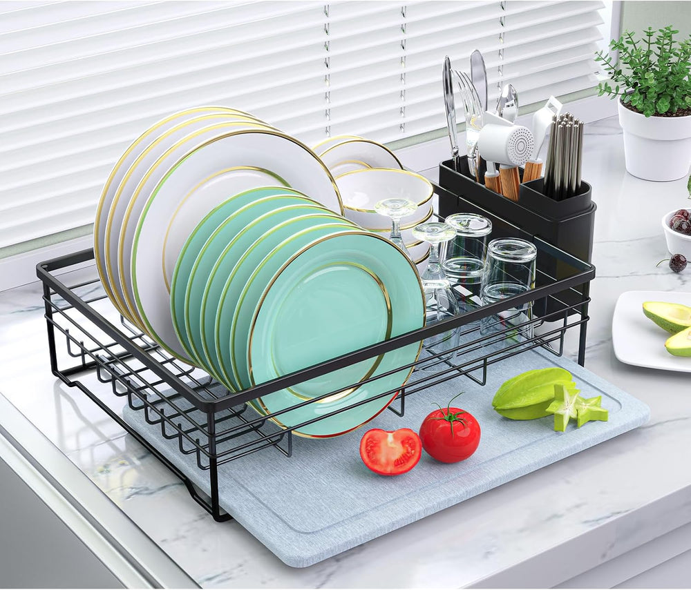 VABNEER Dish Drying Rack with Stone Drying Mat, Quick-Drying/Stainless/Super ...