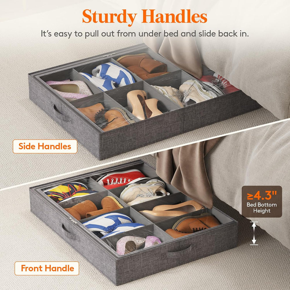 Lifewit Under Bed Shoe Storage Organizer Fits 8 Pair Sneakers, 4.3 Inches Tal...