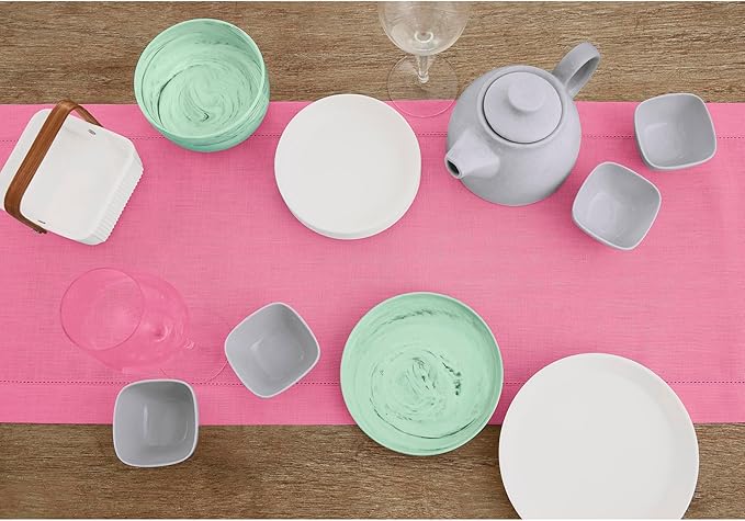 Solino Home Linen Flamingo Pink Hemstitch Table Runner 60 Inches - 100% Pure ...