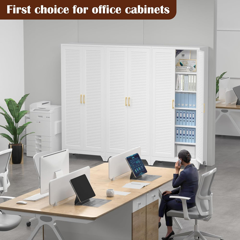 SteeLoong 75" Metal Storage Cabinet with Doors and 5 Adjustable Shelves