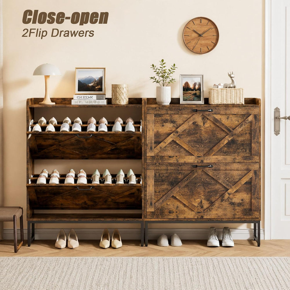 Nicetree Shoe Cabinet Storage for Entryway, Slim Shoe Storage Cabinet with 2 ...