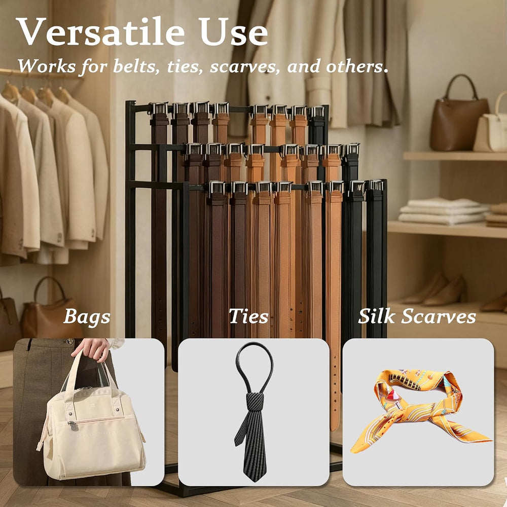 Belt Display Rack, Metal Belt Hanger, Tie Scarf Holder Storage Organizer