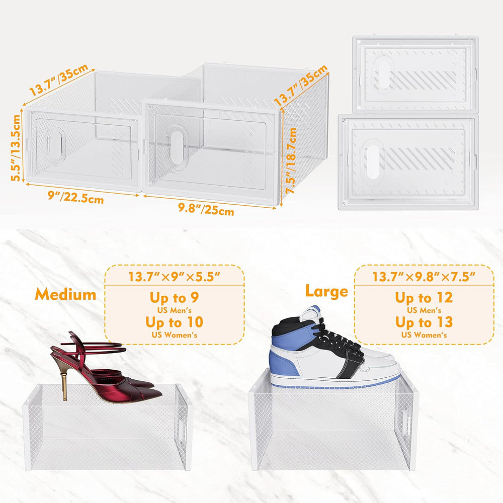 SIMPDIY Shoe Storage, 12 Pack Large Shoe Boxes Clear Plastic Stackable, Shoe ...