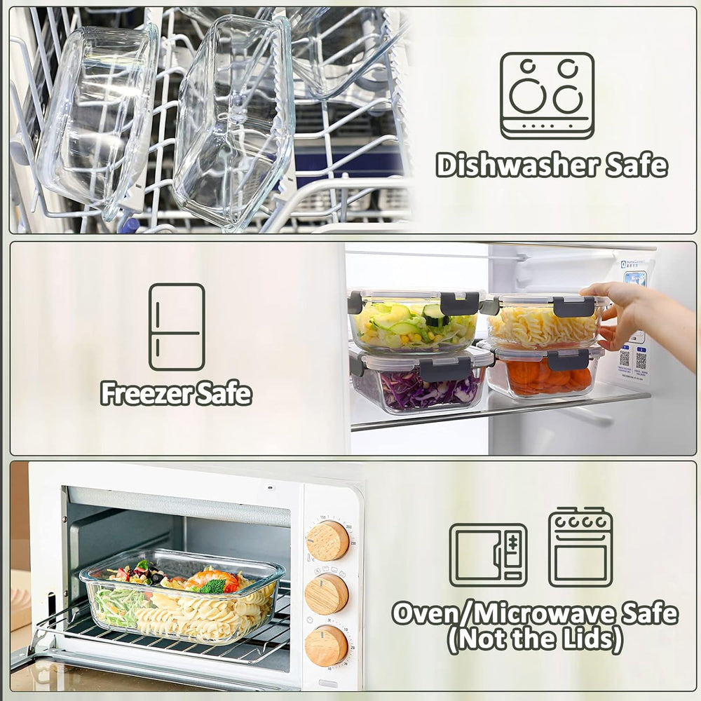 M MCIRCO 80 oz & 36 oz Extra Large Glass Food Storage Containers with Lids
