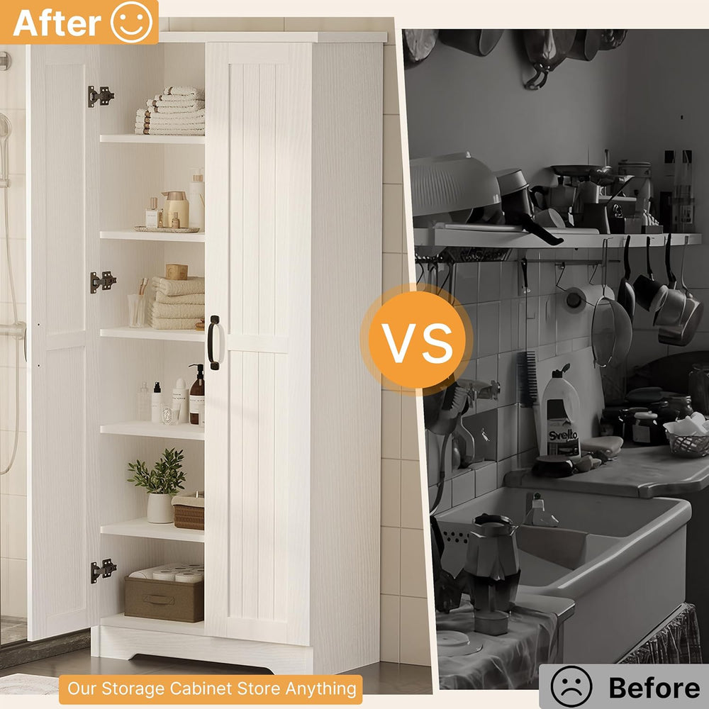 Decofy 70" Tall Storage Cabinet, Large Wood Storage Pantry Cabinet with ...