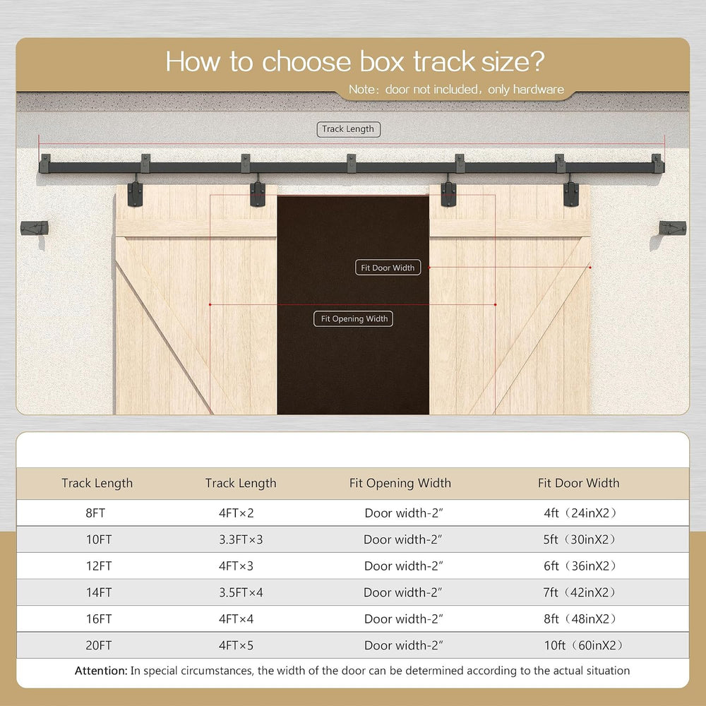 12FT Heavy Duty Box Rail Exterior Sliding Barn Door Hardware